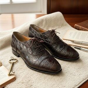 Salvatore Ferragamo Genuine Crocodile Leather Oxford Shoes 9.5 D Exotic Skin